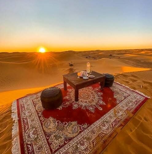 tramonto in Marocco nel deserto del Sahara